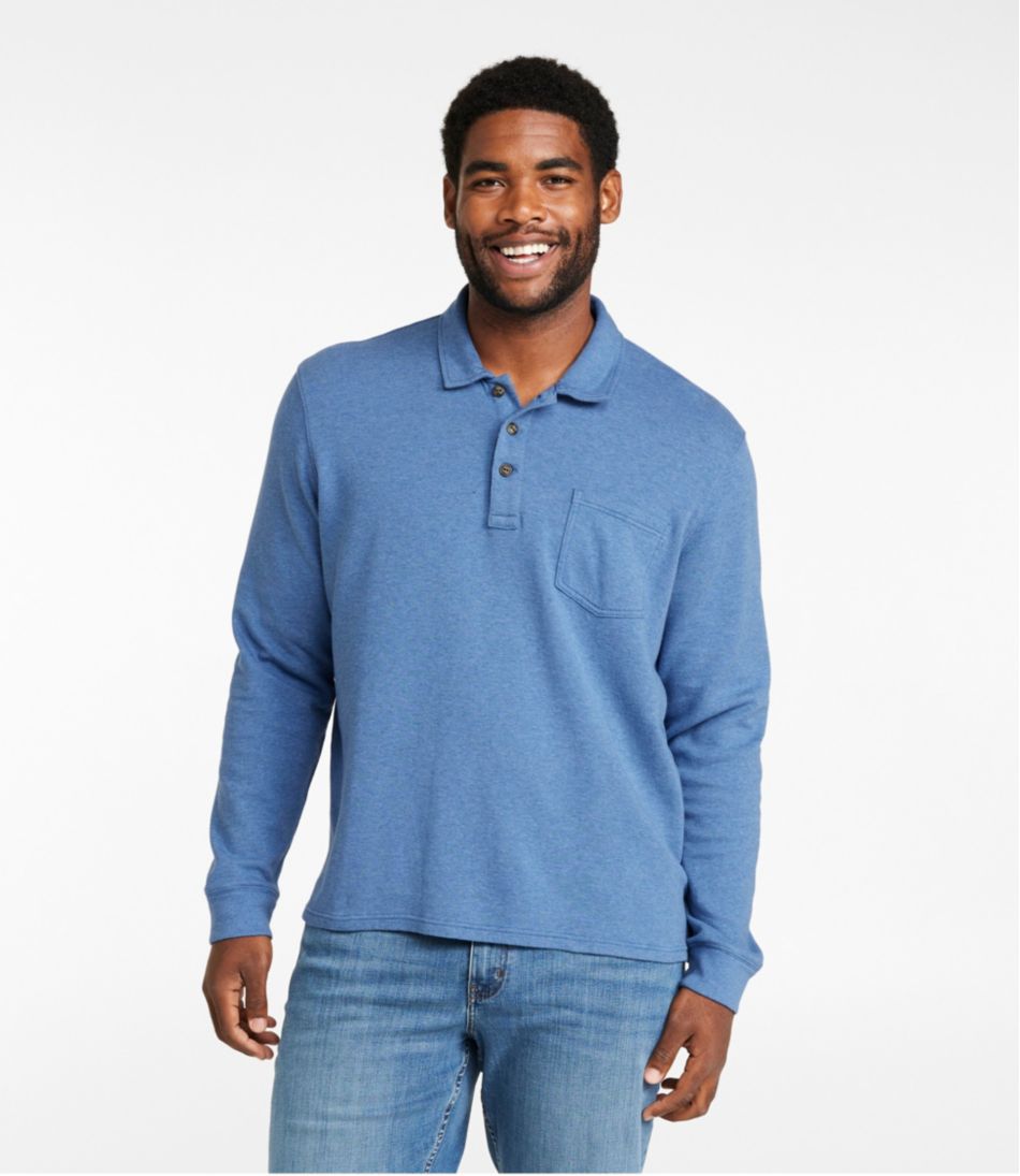 L.L.Bean | Men's Washed Cotton Double-Knit Polo, Long-Sleeve