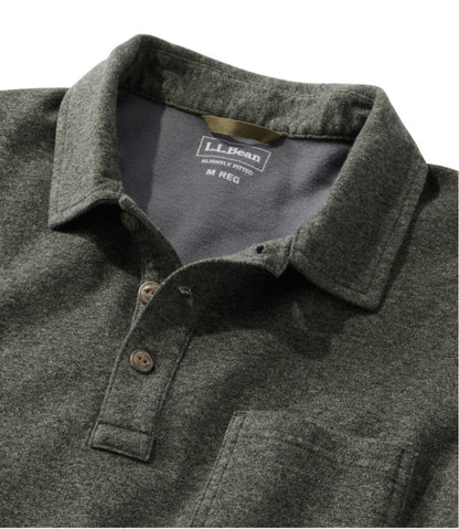 L.L.Bean | Men's Washed Cotton Double-Knit Polo, Long-Sleeve
