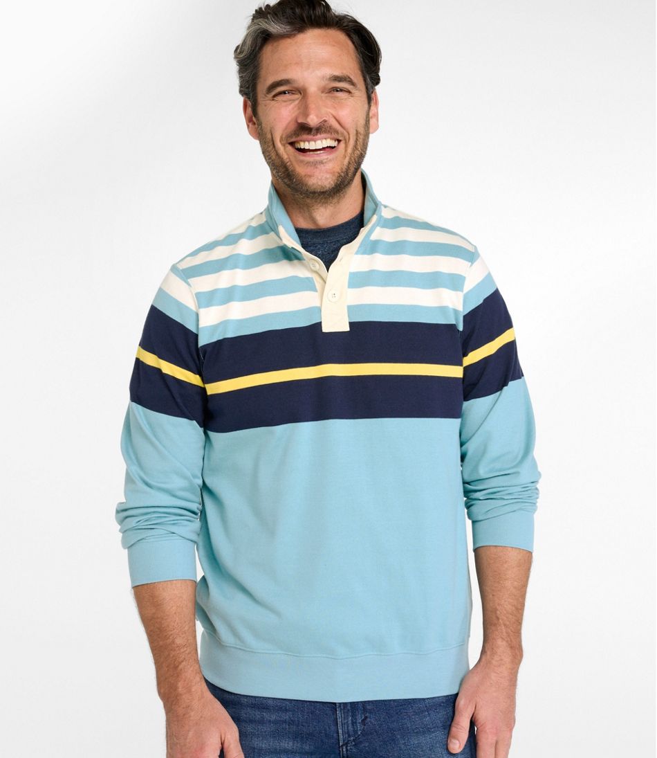 L.L.Bean | Men's Bean's Vintage Soft Rugby, Mockneck, Chest Stripe