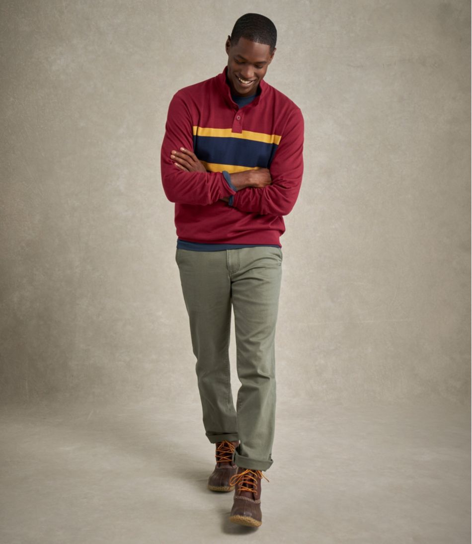 L.L.Bean | Men's Bean's Vintage Soft Rugby, Mockneck, Chest Stripe