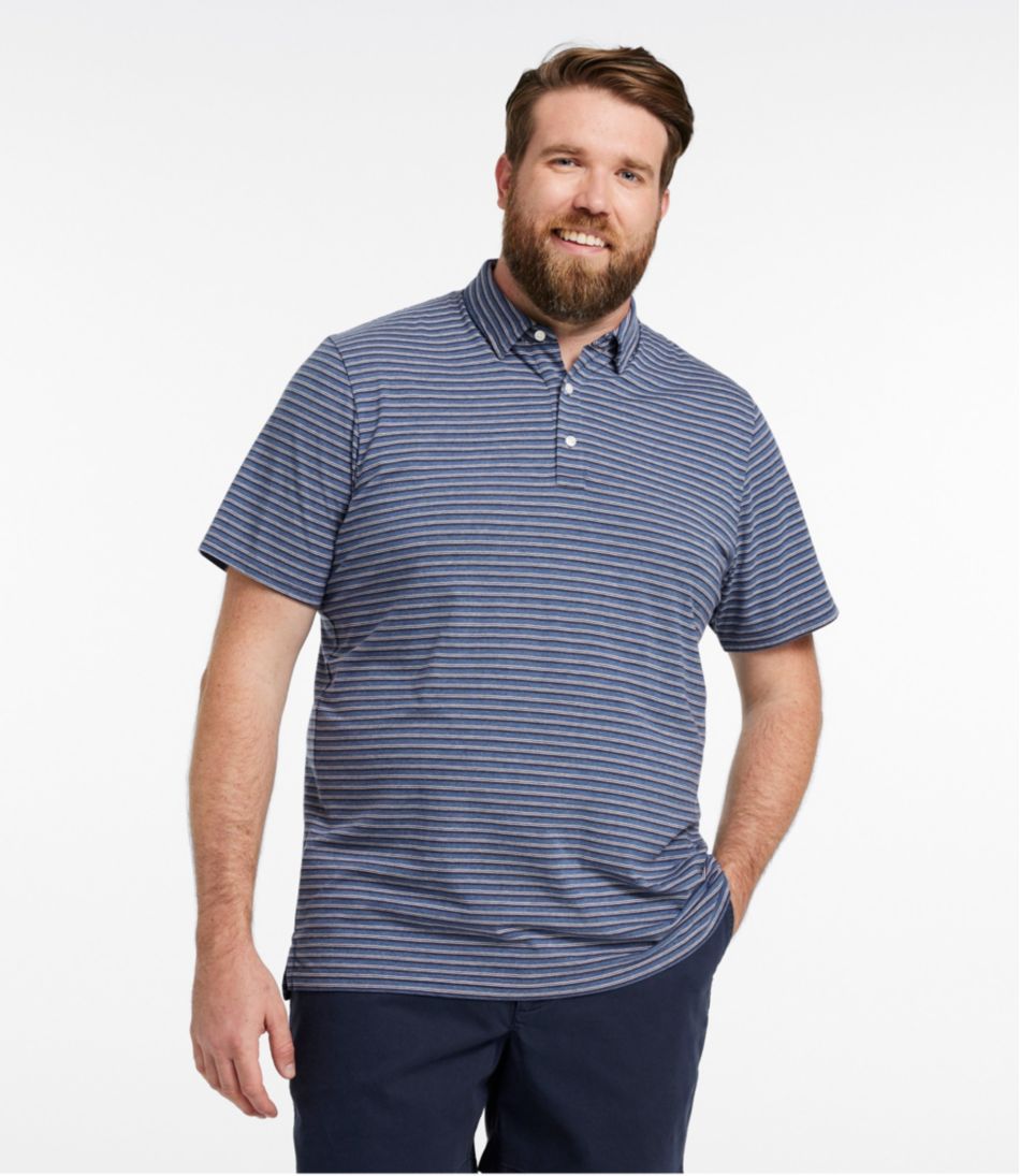 L.L.Bean | Men's Comfort Stretch Performance® Pima Polo, Short-Sleeve, Stripe