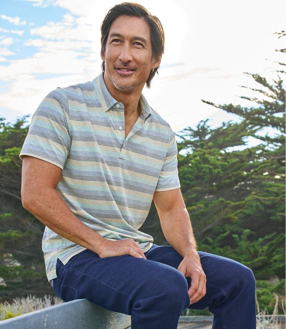 L.L.Bean | Men's Comfort Stretch Performance® Pima Polo, Short-Sleeve, Stripe