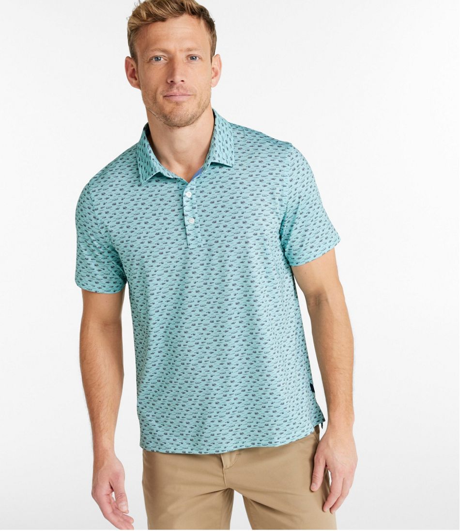 L.L.Bean | Men's Comfort Stretch Performance® Party Polo, Slightly Fitted, Short-Sleeve, Print