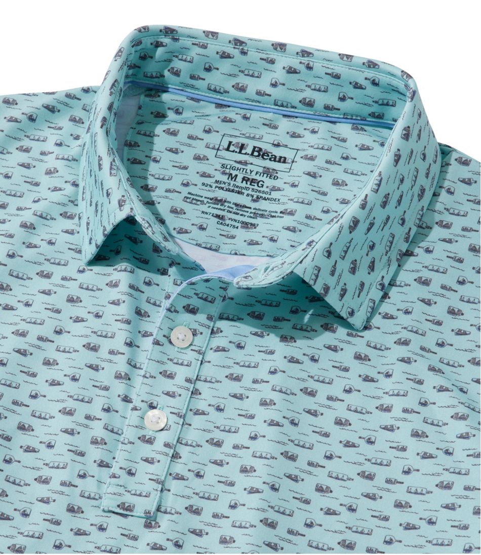 L.L.Bean | Men's Comfort Stretch Performance® Party Polo, Slightly Fitted, Short-Sleeve, Print