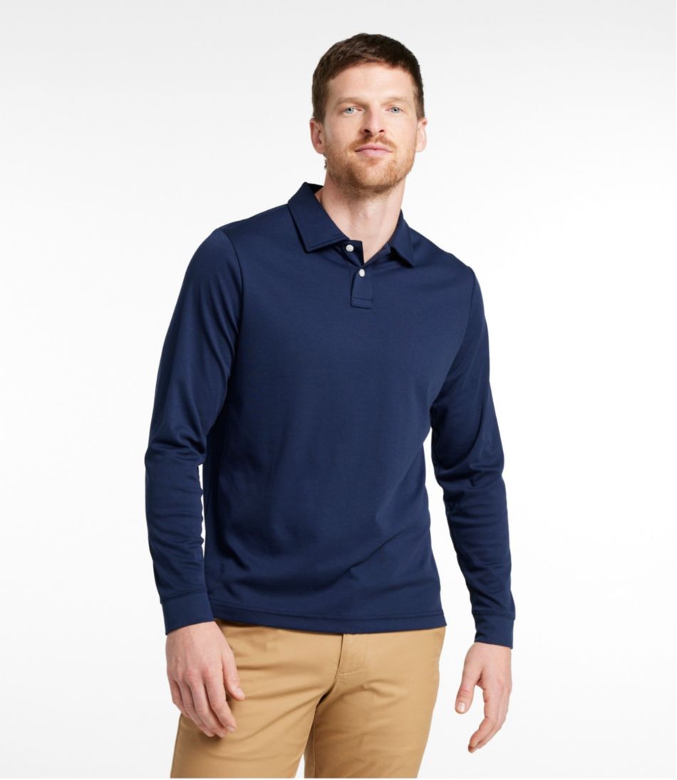L.L.Bean | Men's Comfort Stretch Performance® Polo, Long-Sleeve, Slightly Fitted