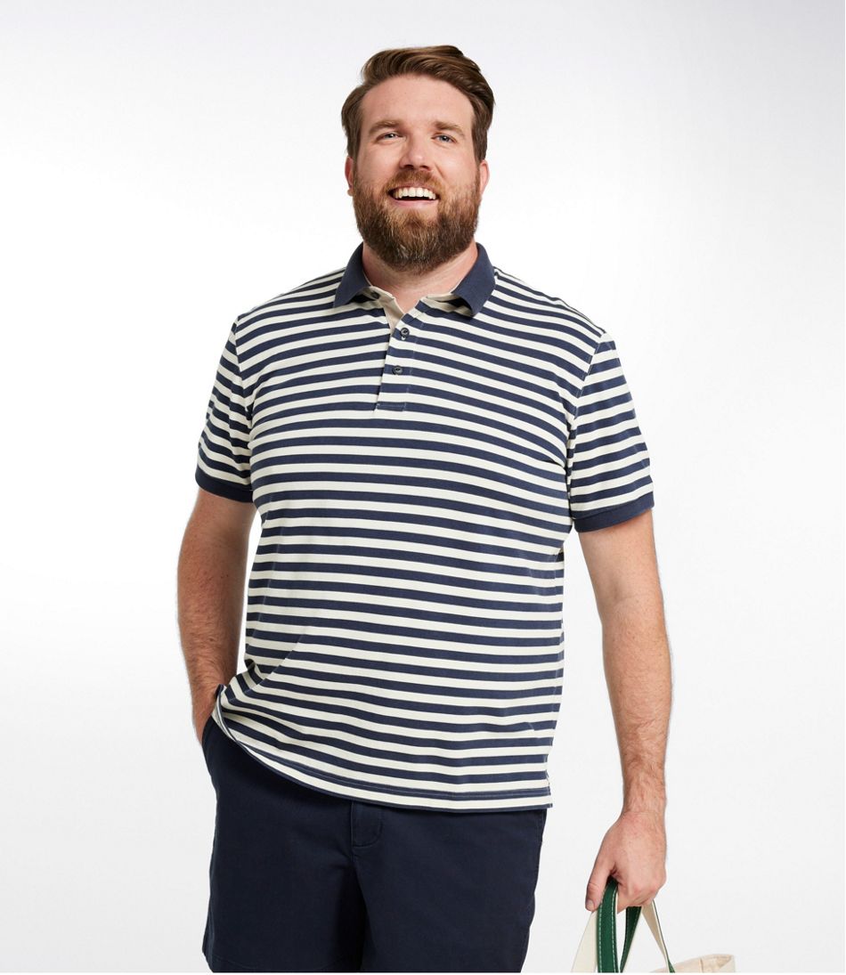 L.L.Bean | Men's Casco Bay Rugged Polo, Short-Sleeve, Stripe