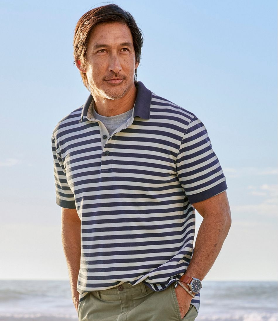L.L.Bean | Men's Casco Bay Rugged Polo, Short-Sleeve, Stripe