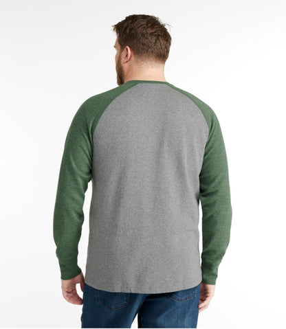 L.L.Bean | Men's Washed Cotton Double-Knit Crewneck, Slightly Fitted Long-Sleeve Colorblock