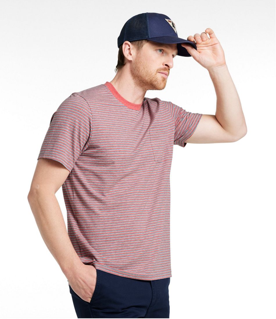 L.L.Bean | Men's Comfort Stretch Performance® Pima Pocket Tee, Short-Sleeve, Stripe