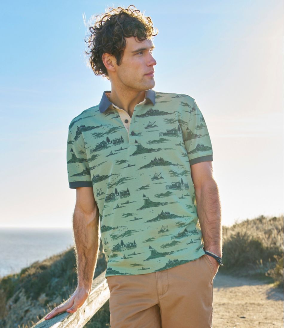 L.L.Bean | Men's Casco Bay Rugged Polo, Short-Sleeve, Print
