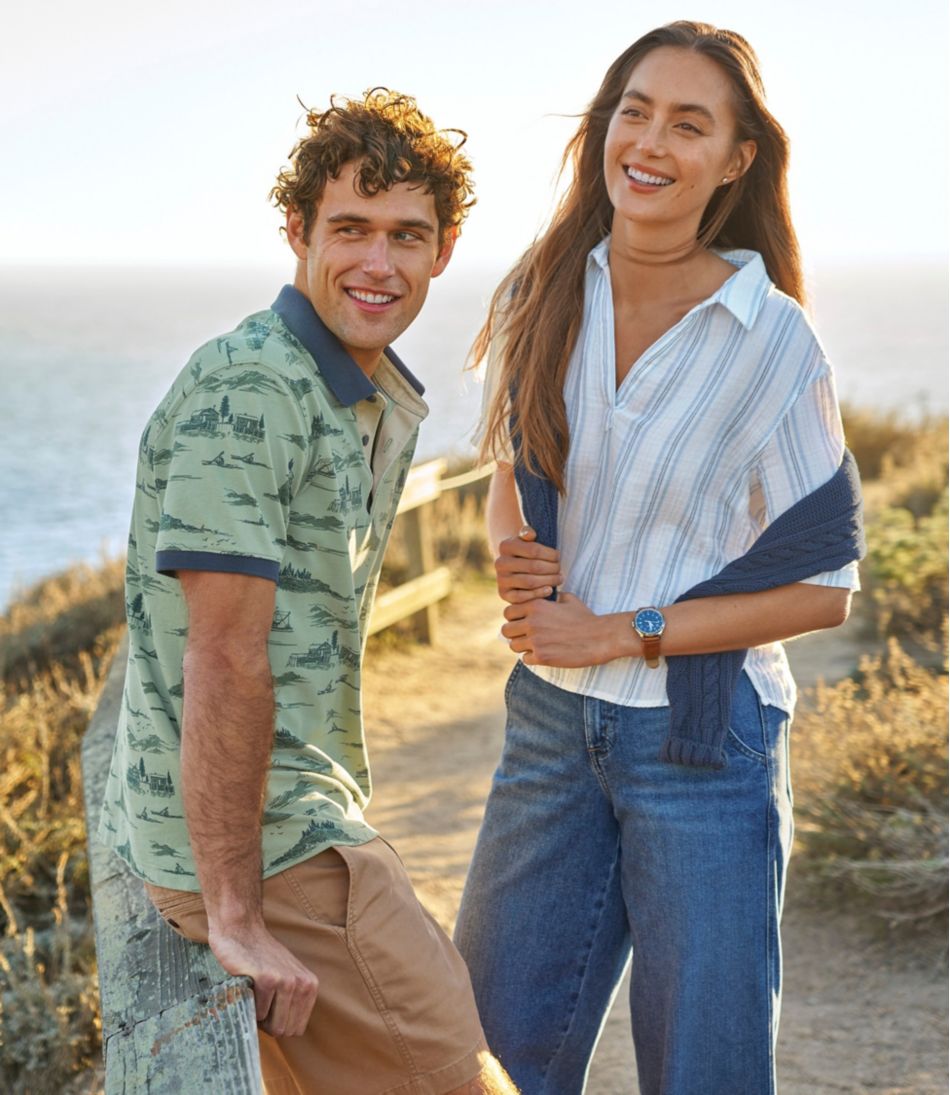 L.L.Bean | Men's Casco Bay Rugged Polo, Short-Sleeve, Print