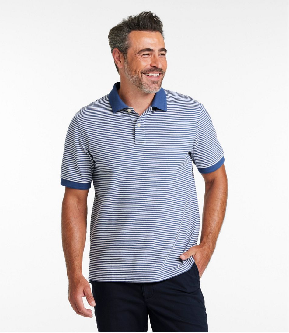 L.L.Bean | Men's Premium Double L® Polo, Banded Short-Sleeve Without Pocket Stripe