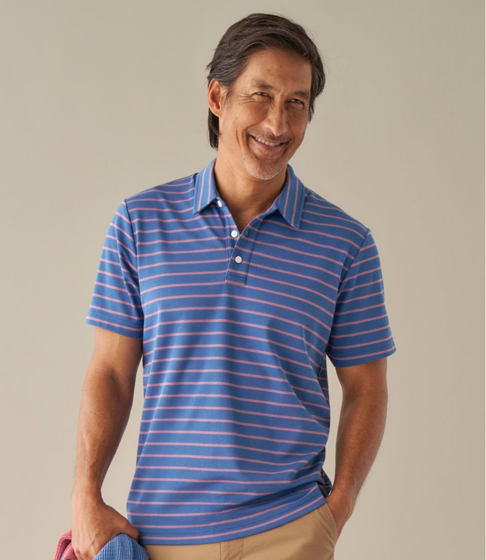 L.L.Bean | Men's Comfort Stretch Performance® Polo, Short-Sleeve, Slightly Fitted, Stripe