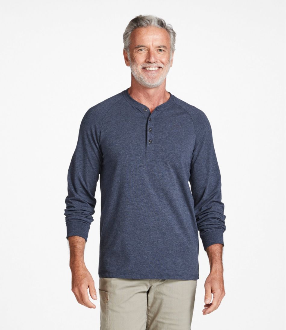 L.L.Bean | Men's Comfort Stretch Pima Tee Shirt, Long-Sleeve Henley