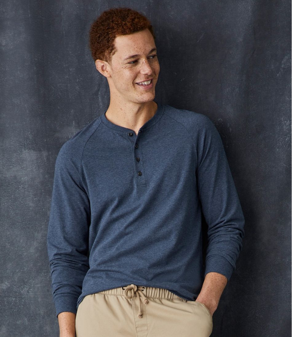 L.L.Bean | Men's Comfort Stretch Pima Tee Shirt, Long-Sleeve Henley