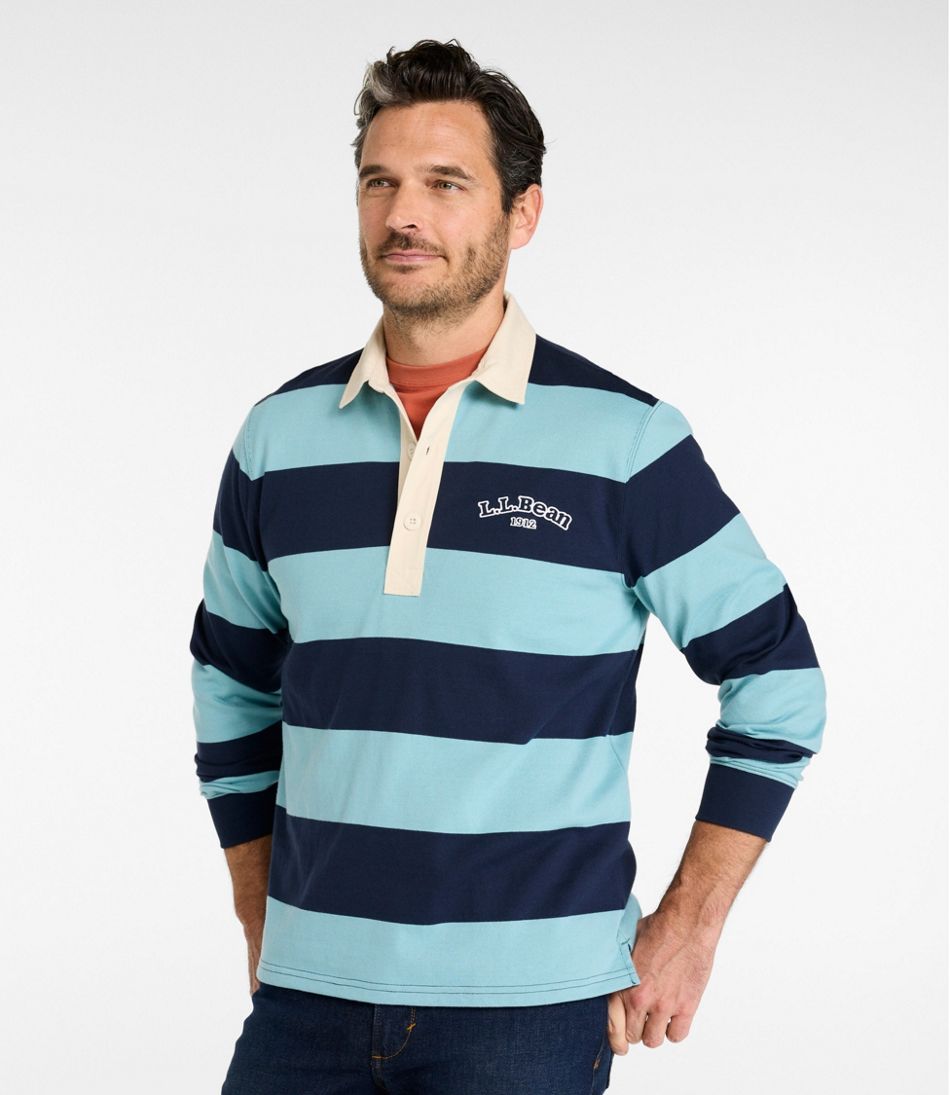 L.L.Bean | Men's Bean's Vintage Soft Rugby, Stripe Embroidered
