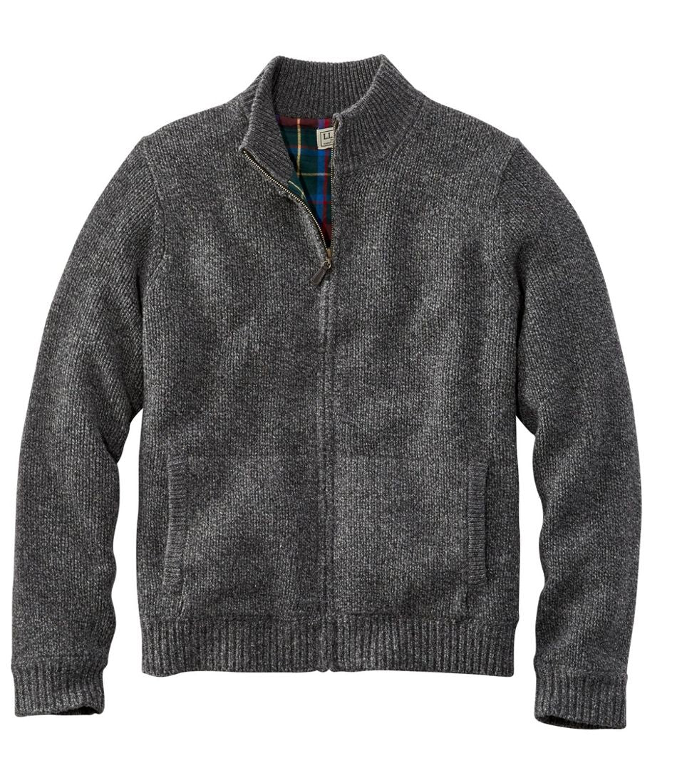 L.L.Bean | Men's L.L.Bean Classic Ragg Wool Sweater, Full-Zip Flannel-Lined