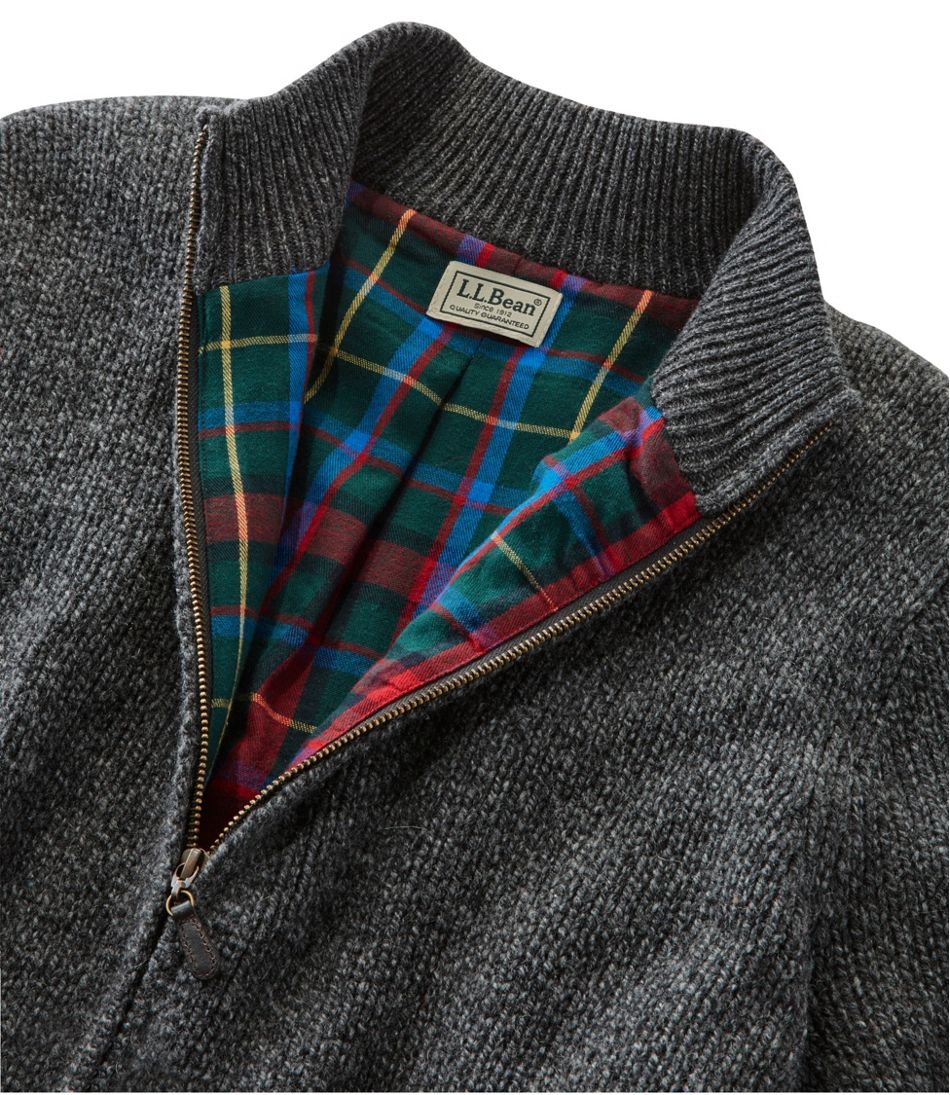 L.L.Bean | Men's L.L.Bean Classic Ragg Wool Sweater, Full-Zip Flannel-Lined