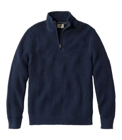 L.L.Bean | Men's Organic Cotton Waffle Sweater, Quarter Zip