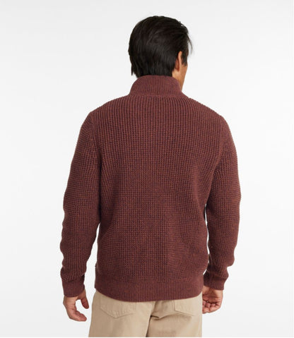 L.L.Bean | Men's Organic Cotton Waffle Sweater, Quarter Zip