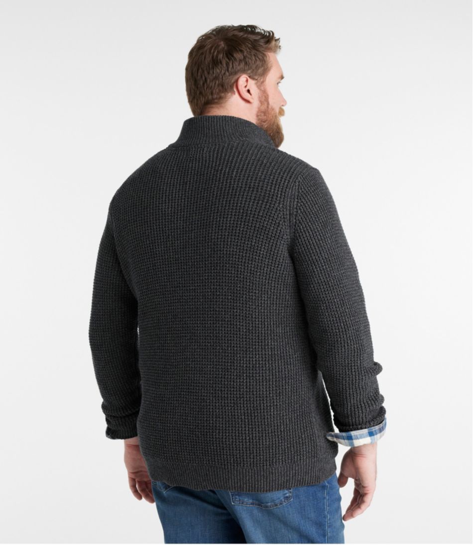 L.L.Bean | Men's Organic Cotton Waffle Sweater, Quarter Zip