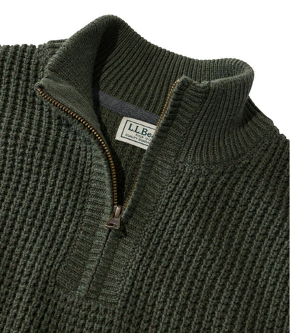 L.L.Bean | Men's Organic Cotton Waffle Sweater, Quarter Zip
