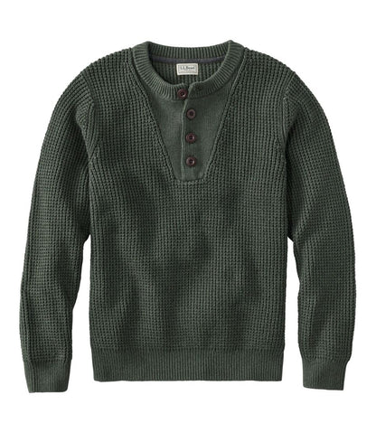 L.L.Bean | Men's L.L.Bean Organic Cotton Waffle Sweater, Henley