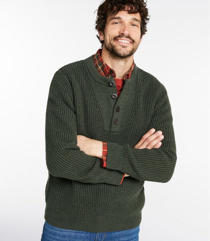 L.L.Bean | Men's L.L.Bean Organic Cotton Waffle Sweater, Henley