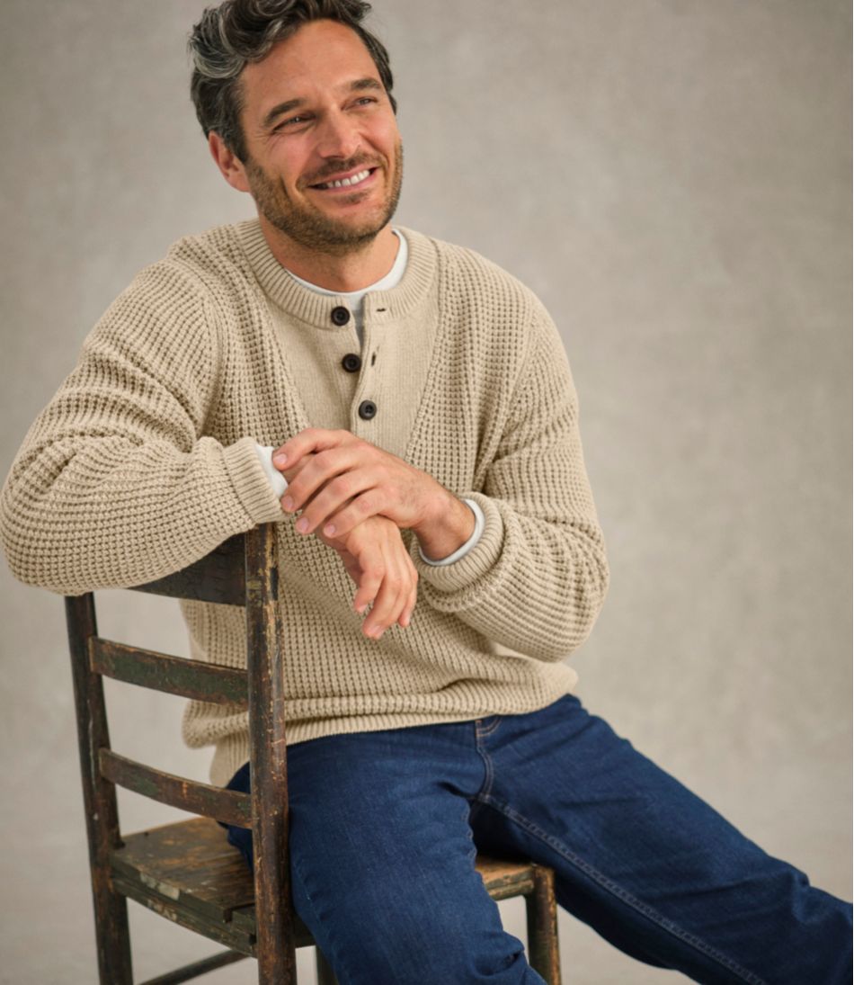 L.L.Bean | Men's L.L.Bean Organic Cotton Waffle Sweater, Henley