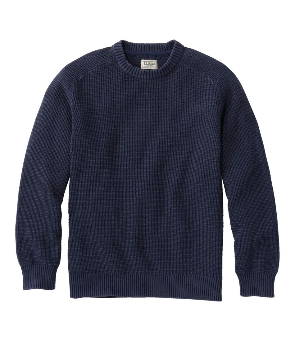 L.L.Bean | Men's Sunwashed Textured Cotton Sweater, Crewneck