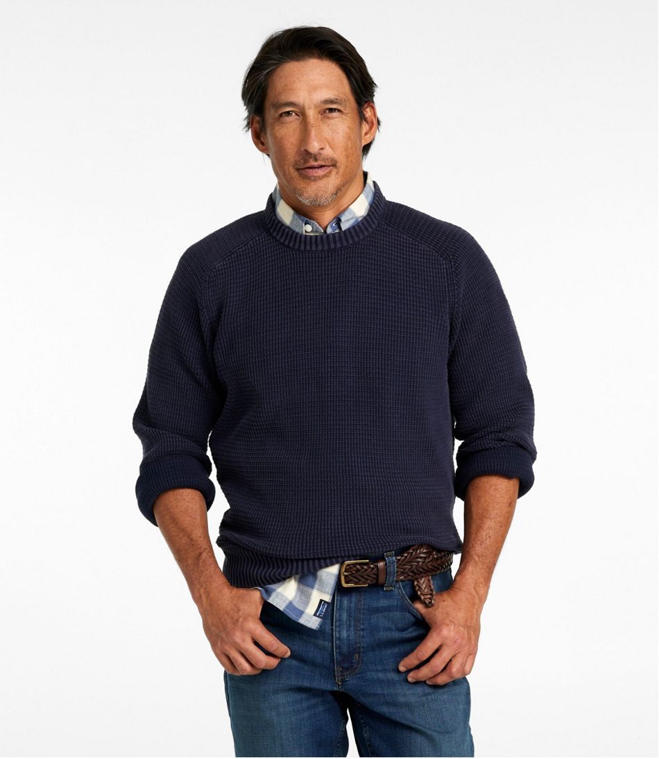 L.L.Bean | Men's Sunwashed Textured Cotton Sweater, Crewneck