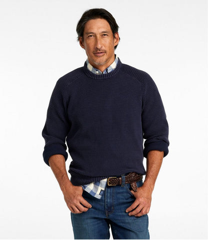 L.L.Bean | Men's Sunwashed Textured Cotton Sweater, Crewneck