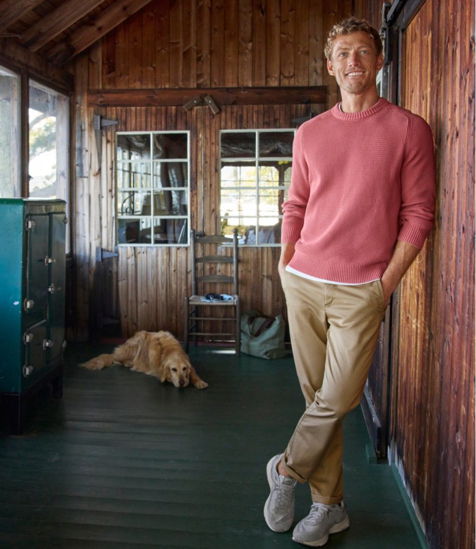 L.L.Bean | Men's Sunwashed Textured Cotton Sweater, Crewneck