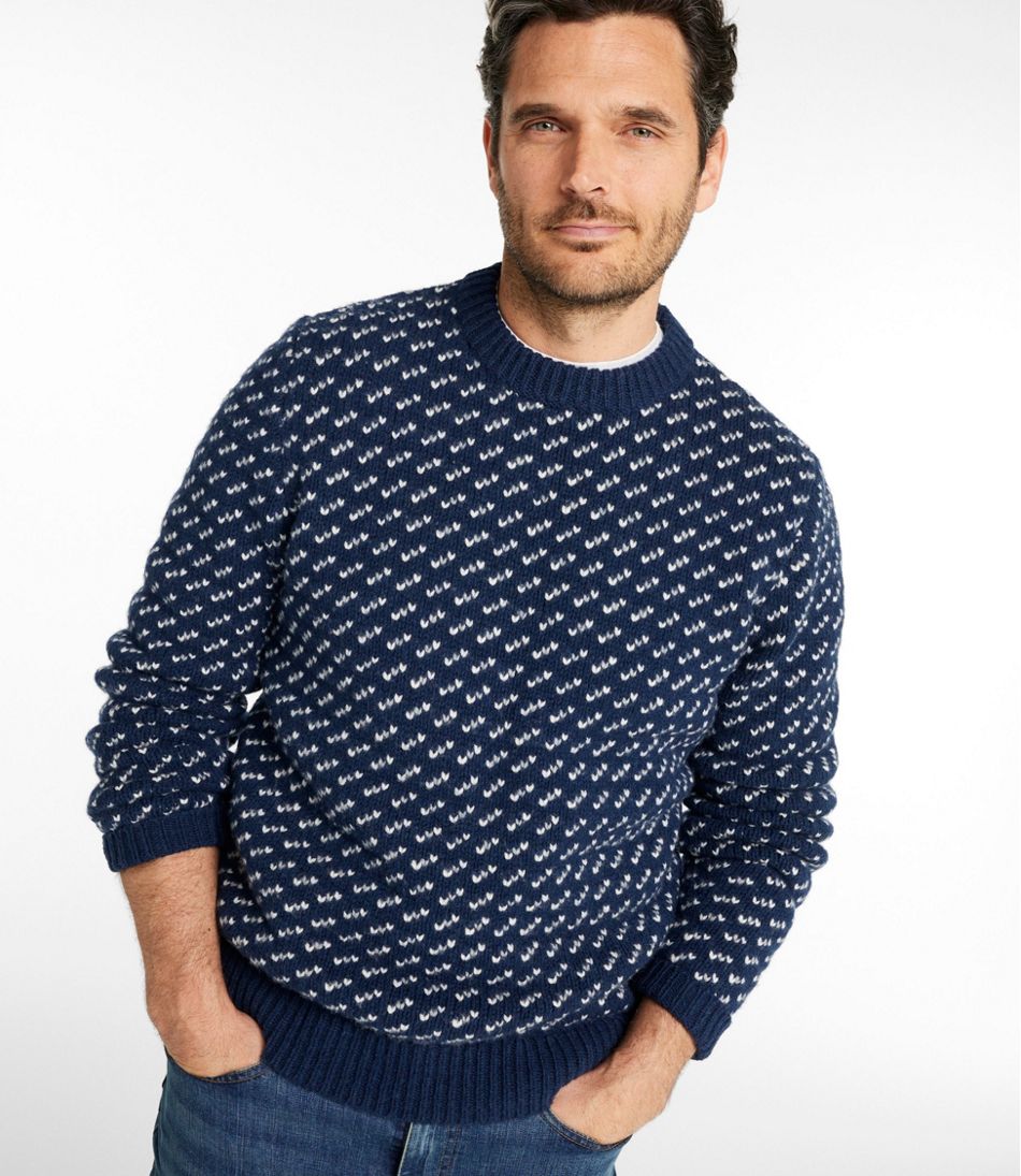 L.L.Bean | Men's Bean's Classic Ragg Wool Sweater, Crewneck, Bird's-Eye