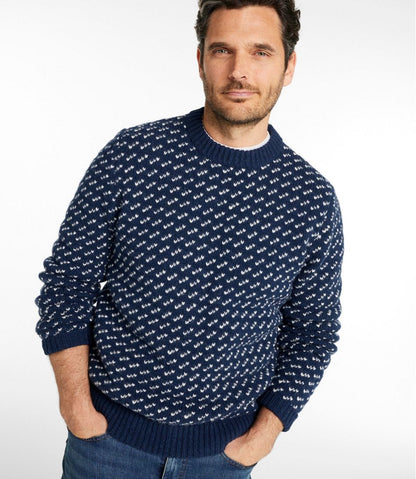 L.L.Bean | Men's Bean's Classic Ragg Wool Sweater, Crewneck, Bird's-Eye