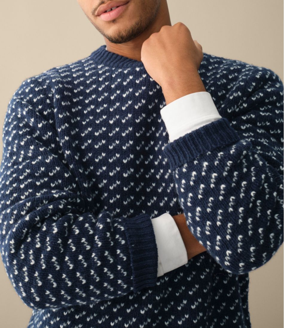 L.L.Bean | Men's Bean's Classic Ragg Wool Sweater, Crewneck, Bird's-Eye