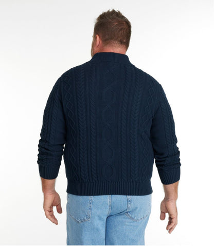 L.L.Bean | Men's Bean's Heritage Soft Cotton Fisherman Sweater, Button-Mock