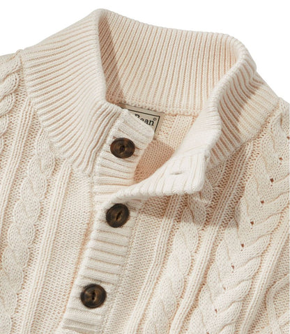L.L.Bean | Men's Bean's Heritage Soft Cotton Fisherman Sweater, Button-Mock