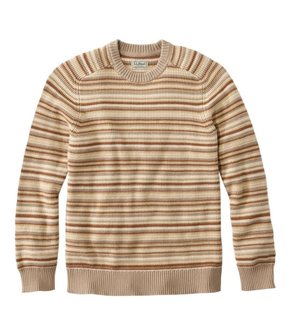 L.L.Bean | Men's Sunwashed Textured Cotton Sweater, Crewneck, Stripe