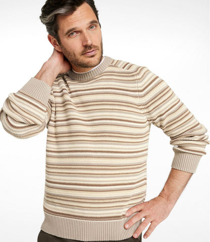 L.L.Bean | Men's Sunwashed Textured Cotton Sweater, Crewneck, Stripe