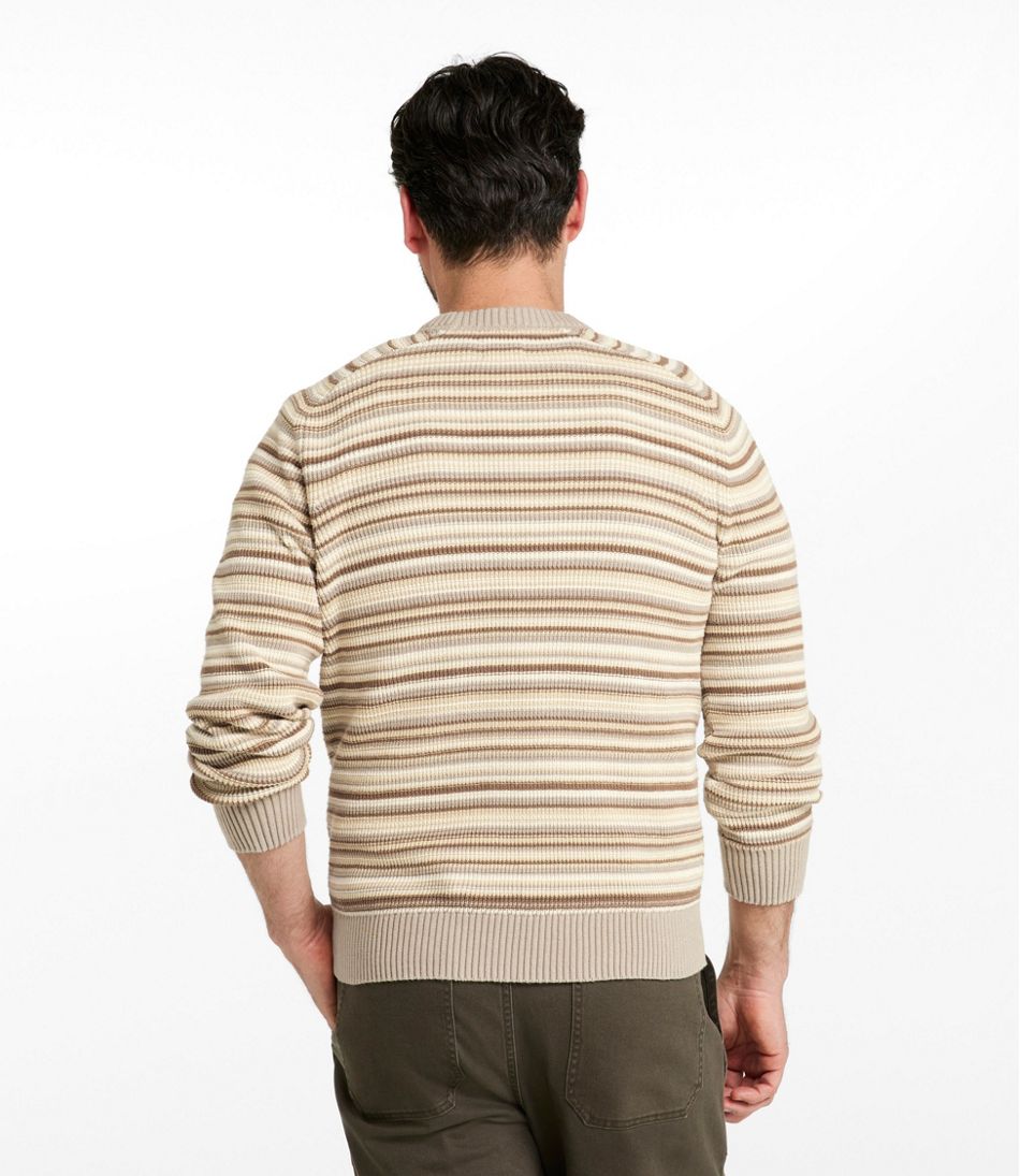 L.L.Bean | Men's Sunwashed Textured Cotton Sweater, Crewneck, Stripe