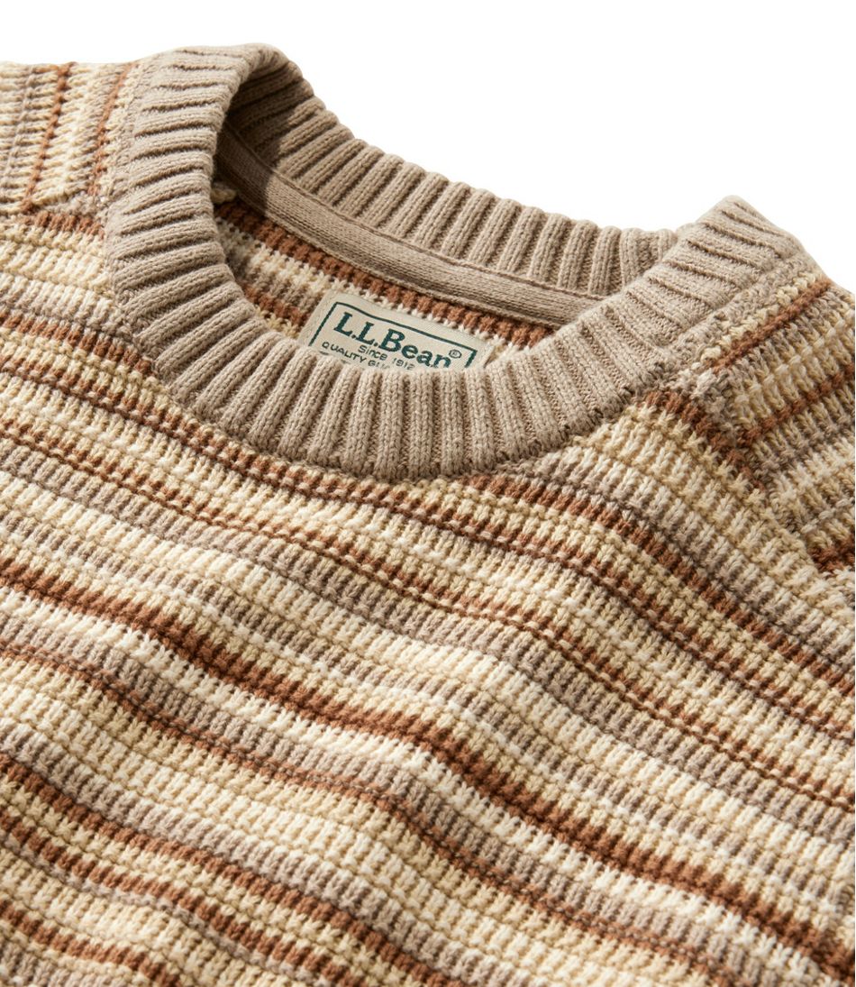 L.L.Bean | Men's Sunwashed Textured Cotton Sweater, Crewneck, Stripe