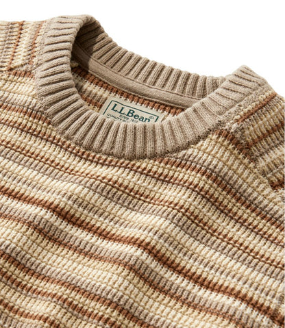 L.L.Bean | Men's Sunwashed Textured Cotton Sweater, Crewneck, Stripe
