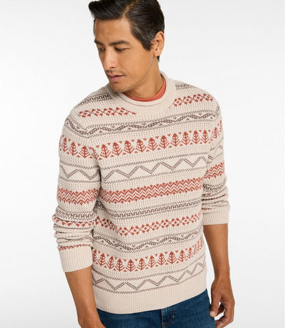 L.L.Bean | Men's L.L.Bean Organic Cotton Waffle Sweater, Crewneck, Fair Isle