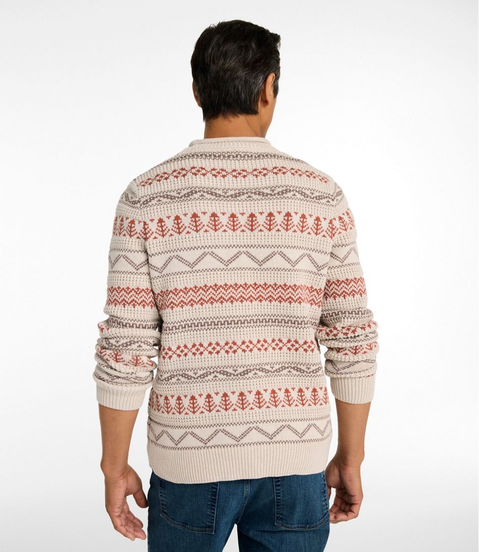 L.L.Bean | Men's L.L.Bean Organic Cotton Waffle Sweater, Crewneck, Fair Isle