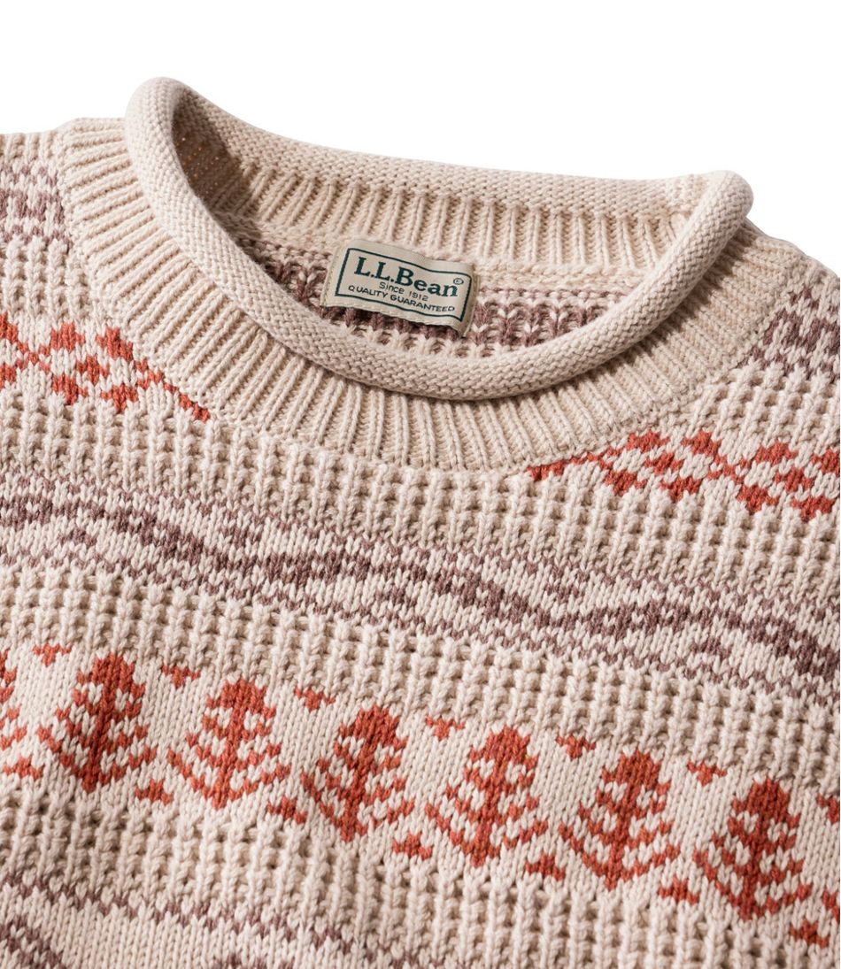 L.L.Bean | Men's L.L.Bean Organic Cotton Waffle Sweater, Crewneck, Fair Isle