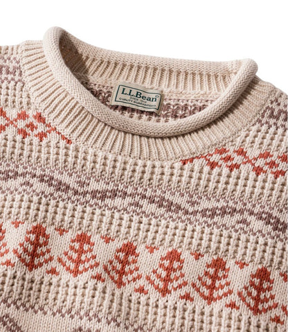 L.L.Bean | Men's L.L.Bean Organic Cotton Waffle Sweater, Crewneck, Fair Isle