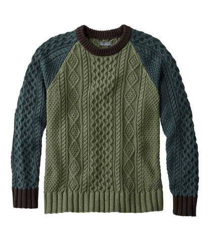 L.L.Bean | Men's Signature Cotton Fisherman Sweater, Crewneck, Colorblock