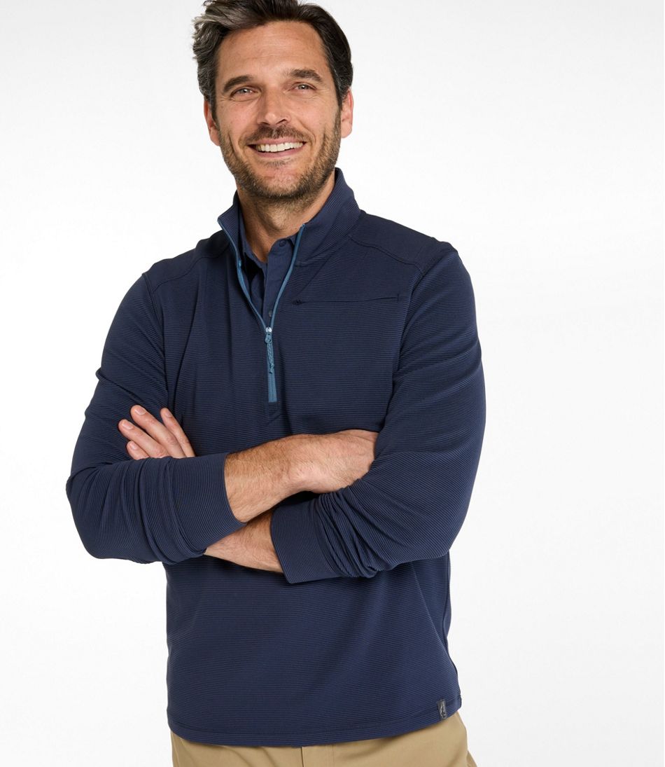 L.L.Bean | Men's VentureStretch Ottoman-Rib Pullover, Quarter-Zip