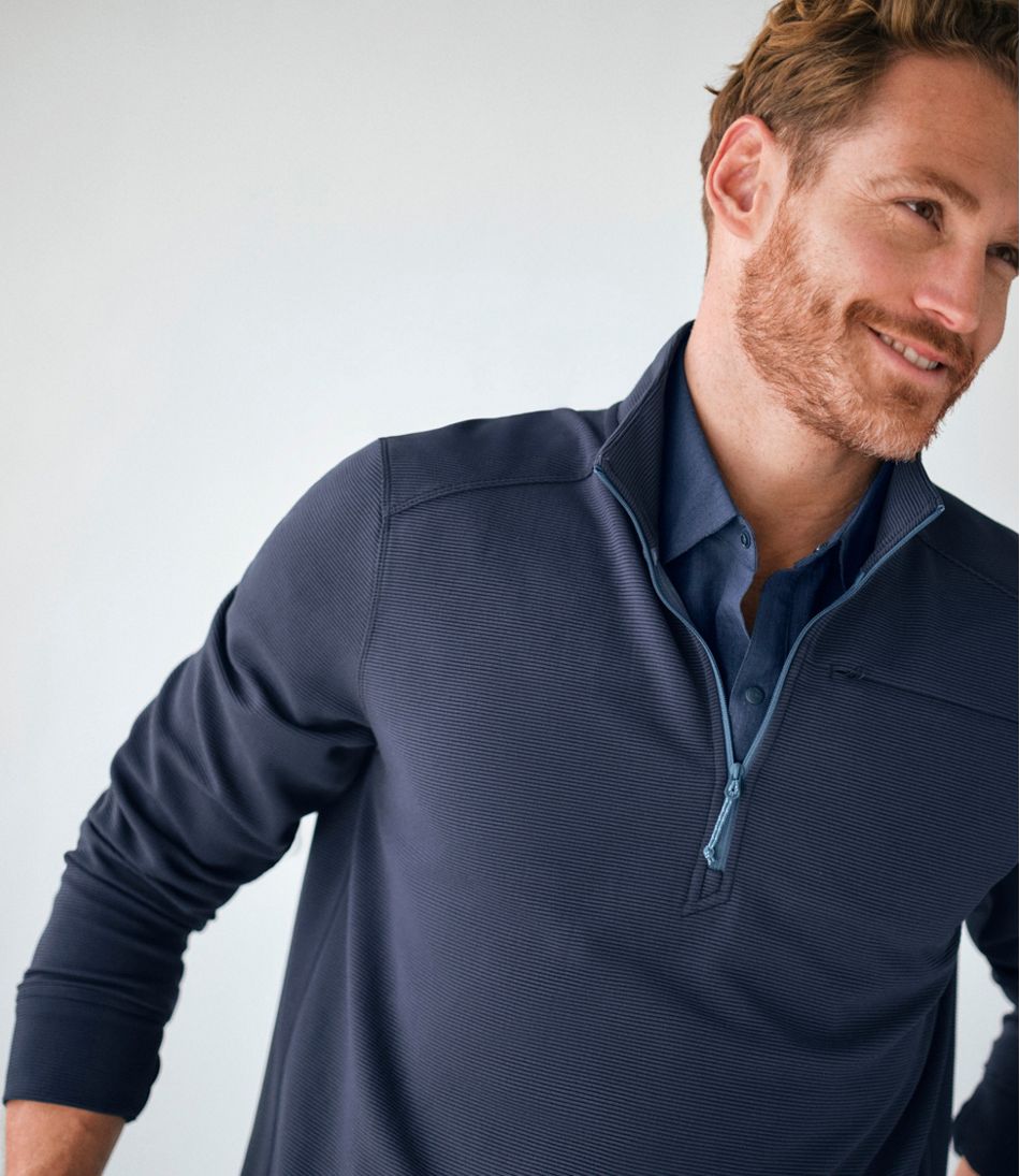 L.L.Bean | Men's VentureStretch Ottoman-Rib Pullover, Quarter-Zip